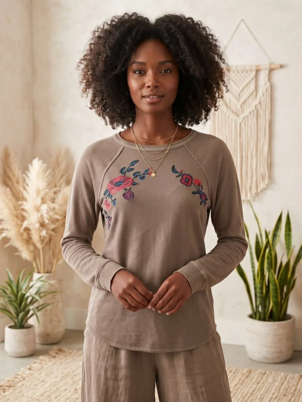 Knox Rose Embroidered S Tee Top LS Fairy Grunge Y2K‎ Boho Cottage Indie McBling